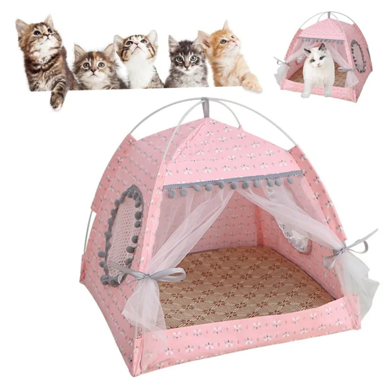 Pet Cat Tent Summer Cave Hut Cat Sleep House For Kitten Puppy Playpen Cage Basket Cat Nesk Kennel Small Dog House Bed