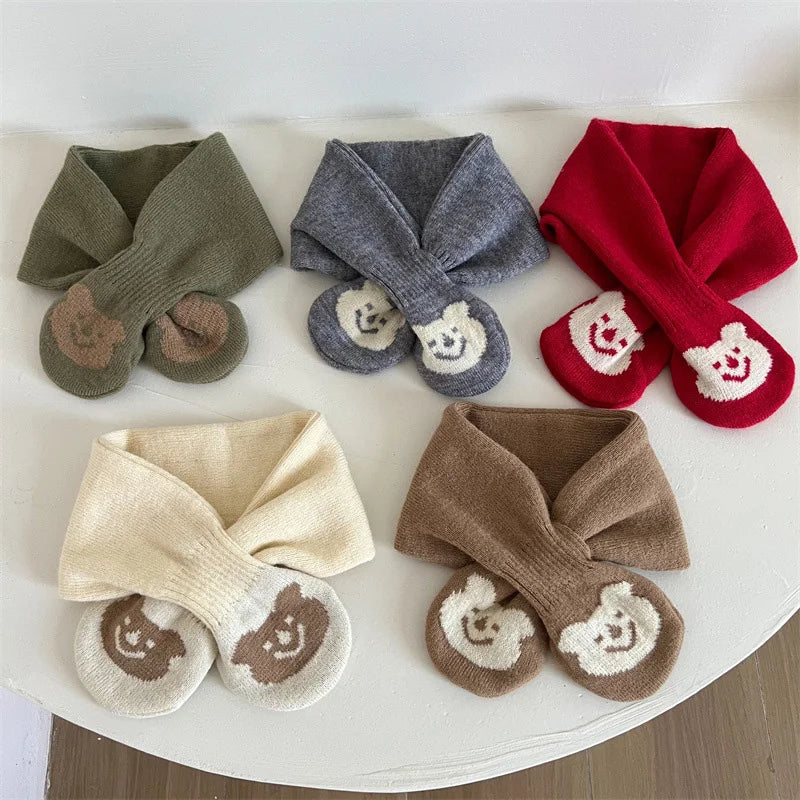 Simple Fashion Baby Scarf Candy Color Woolen Knitted Scarves for Kids Winter Warm Neckerchief