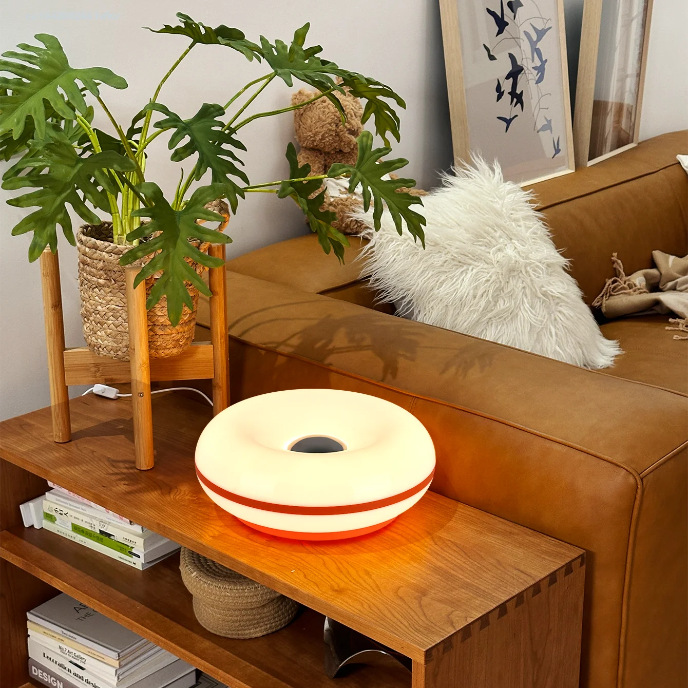 Bauhaus Table Lamp with USB Plug Modern Bedroom and Living Room Decorative Donut Ambient Light
