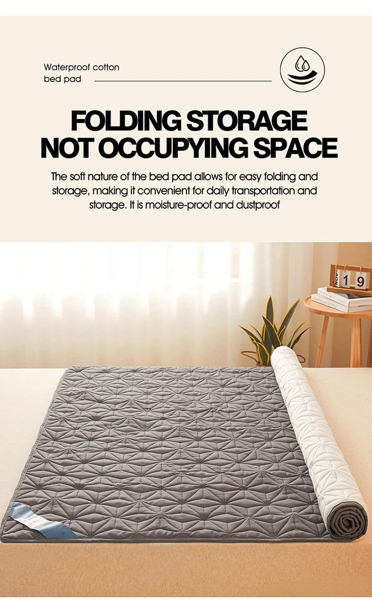 Waterproof Mattress Topper with Elastic Band Quilted Protector Pad for Single/Double Bed 140/160