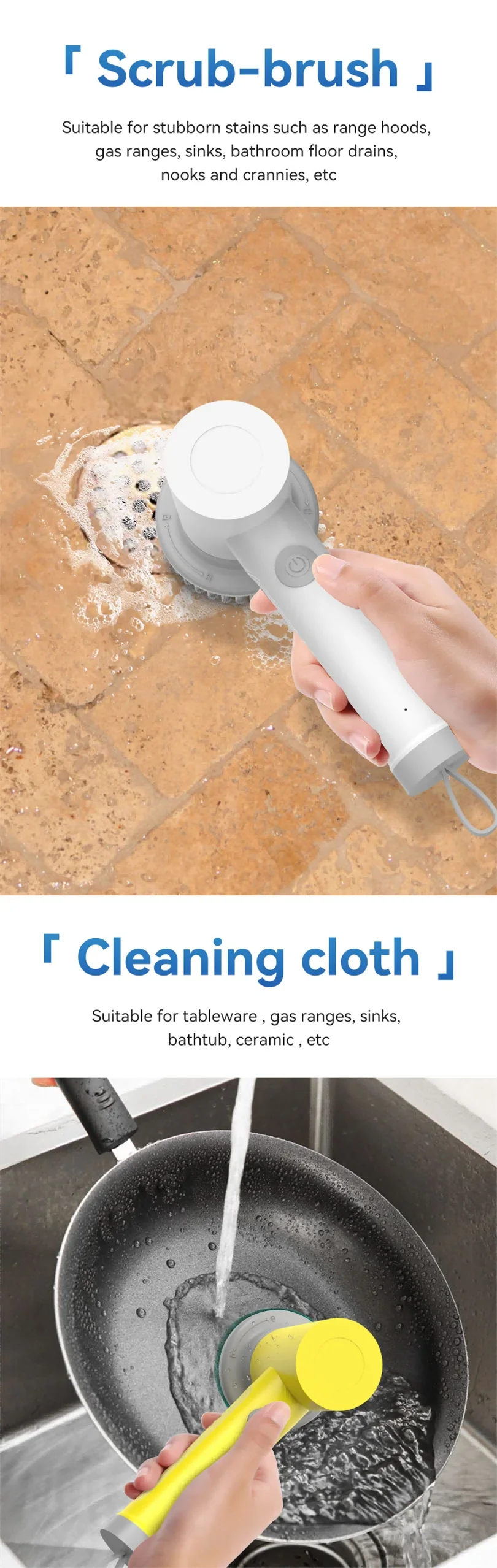Wireless Electric Cleaning Brush for Kitchen and Bath