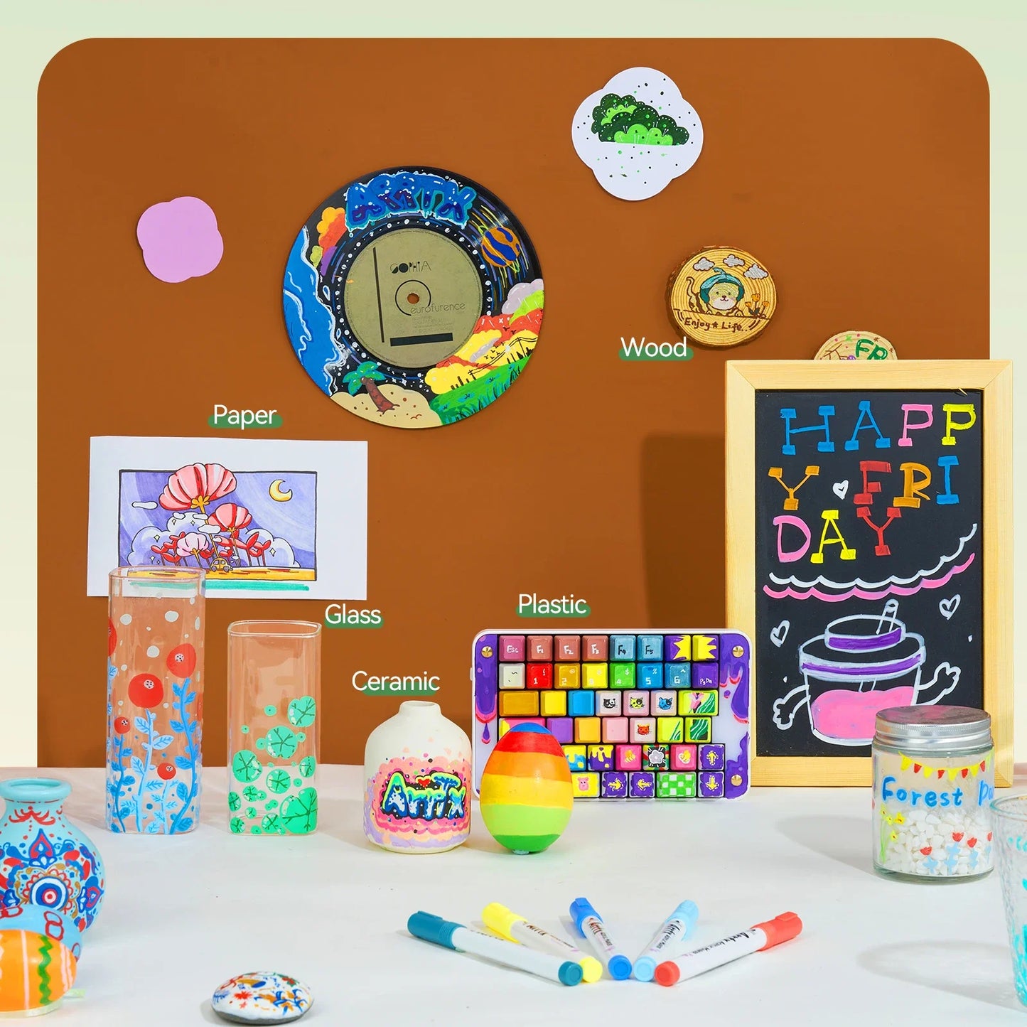 Arrtx 90 Colors Paint Markers Brush Tip for DIY Crafts