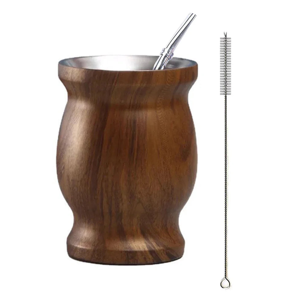 8oz Yerba Mate Cup 304 Stainless Steel Double Wall Gourd Set