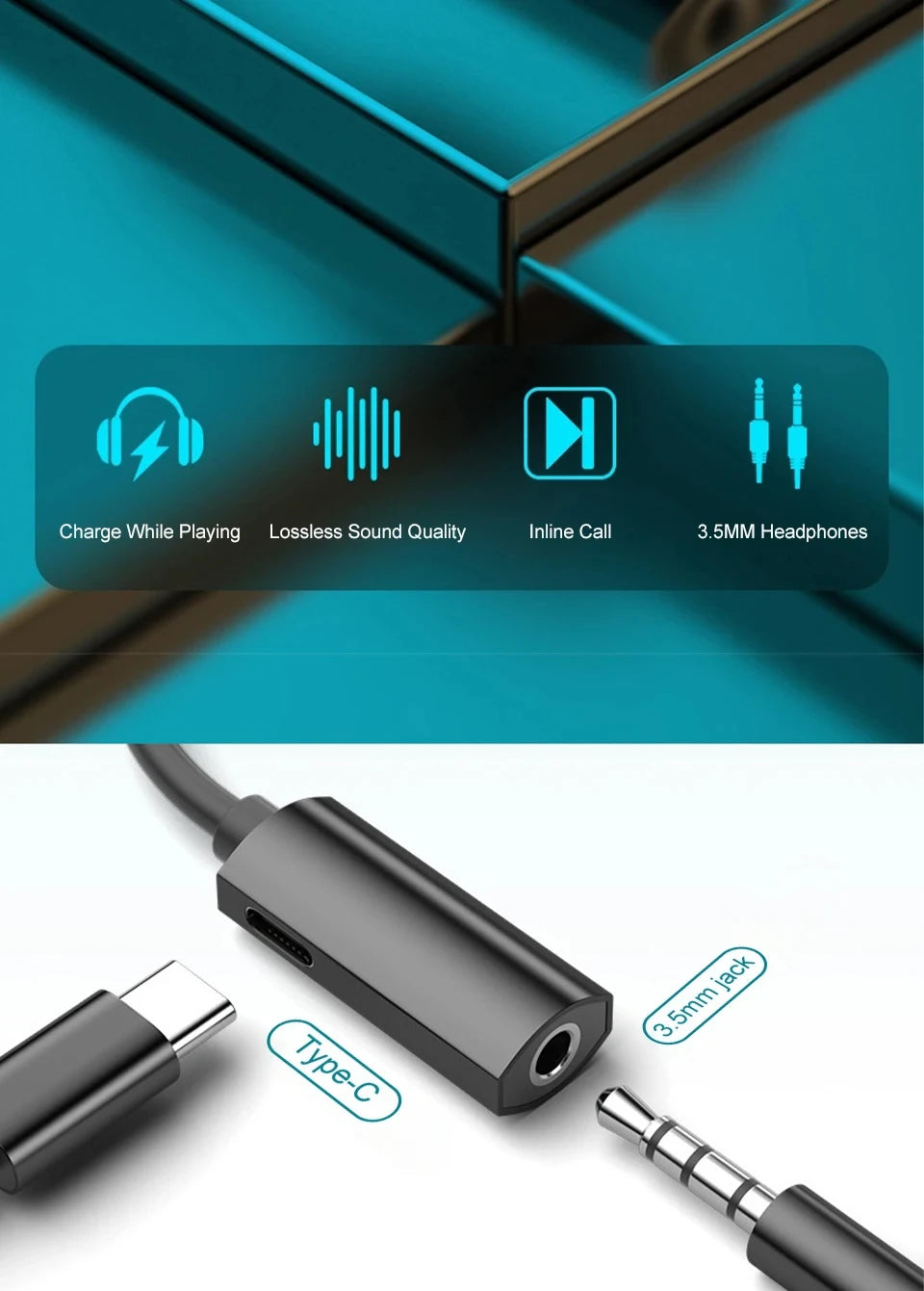 2 in 1 USB C to 3.5mm Jack Headphones Adapter Charger for Samsung Galaxy S24 S23 S22 Ultra A54 A34 A53 Note 20 10