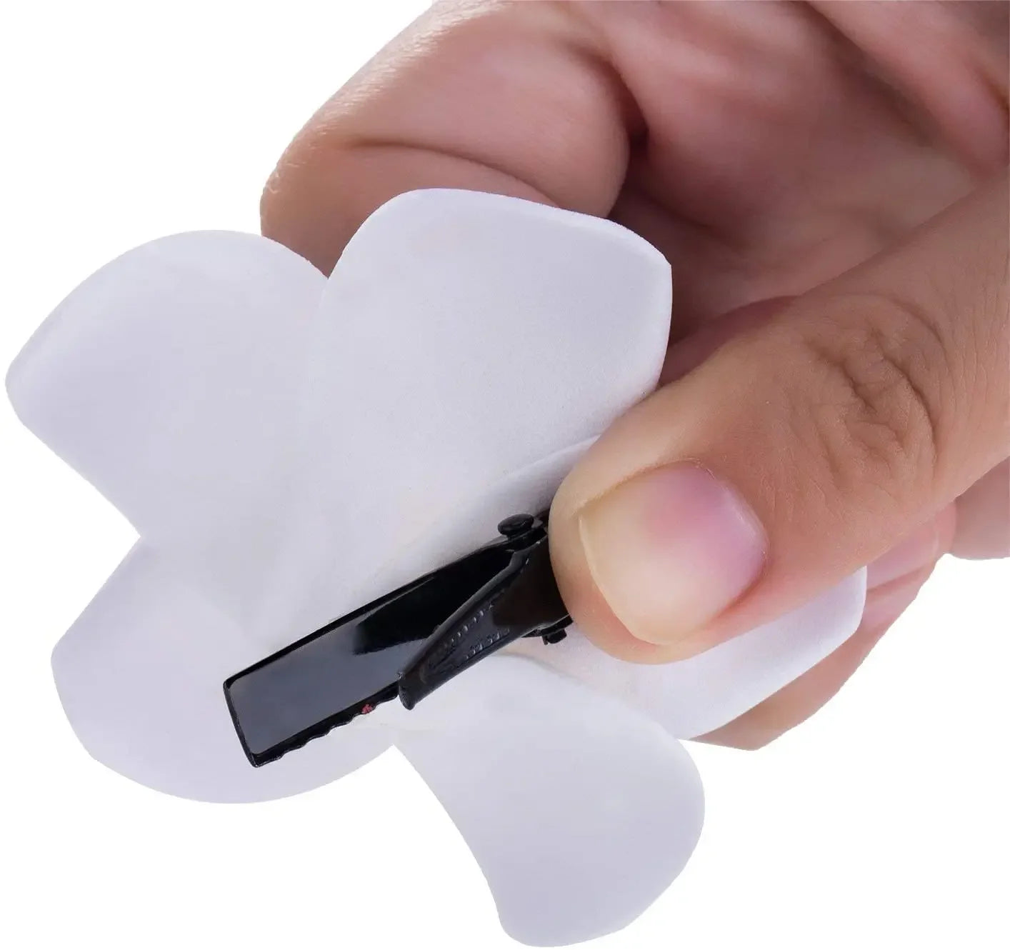 50Pcs 2.4 Inch White Foam Hawaiian Frangipani Artificial Plumeria Flower Hair Clips for Tropical Home Decor and Beach Party Decorations