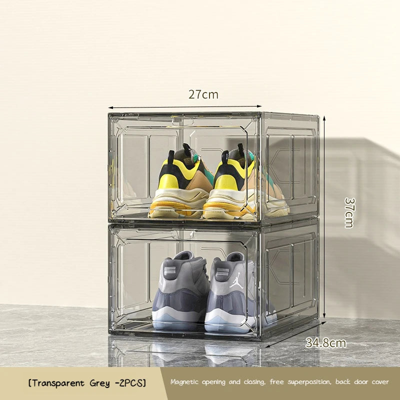 Transparent Shoe Box Magnetic Suction Door Dustproof Storage Box