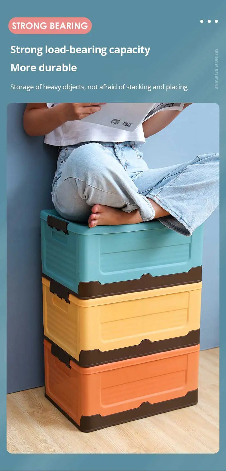 1pc Foldable Storage Box Large Capacity For Toys Clothes Books