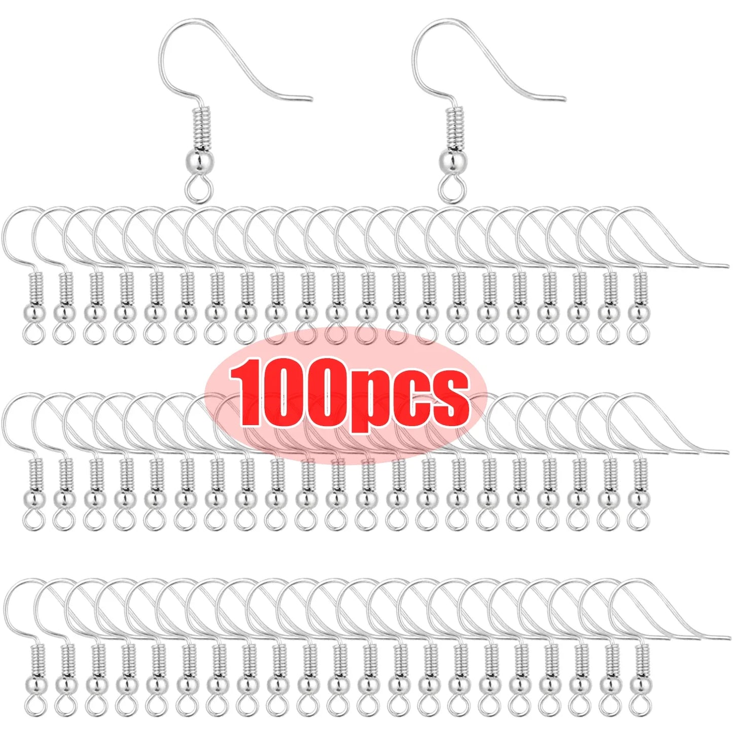 100/200pcs DIY Earring Findings Stainless Steel Hooks Hypoallergenic Earwires