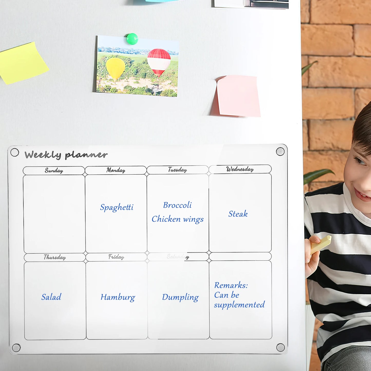 2 Piece Acrylic Monthly Weekly Schedule Planner Boards Erasable Wall Mounted Calendar Whiteboard Set