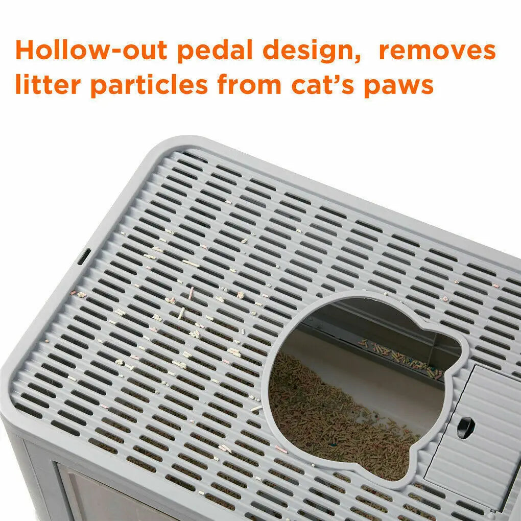 Foldable Cat Litter Box with Massager Scoop and Dual Access