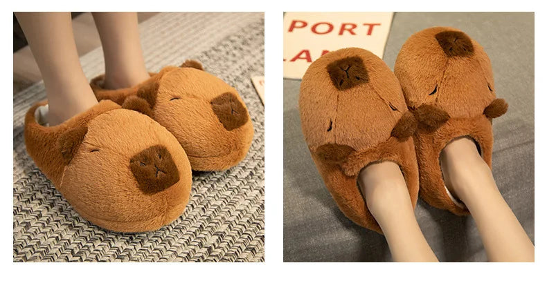 Cute Capybara Plush Slippers Soft Warm Indoor Shoes