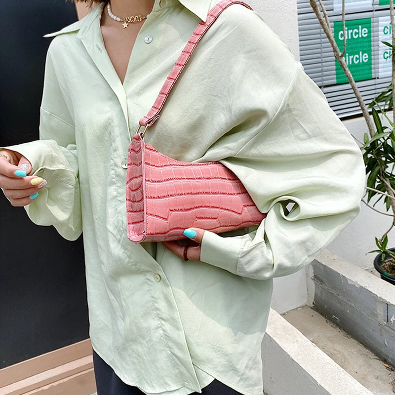 Retro Alligator Pattern Small Handbags for Women PU Leather