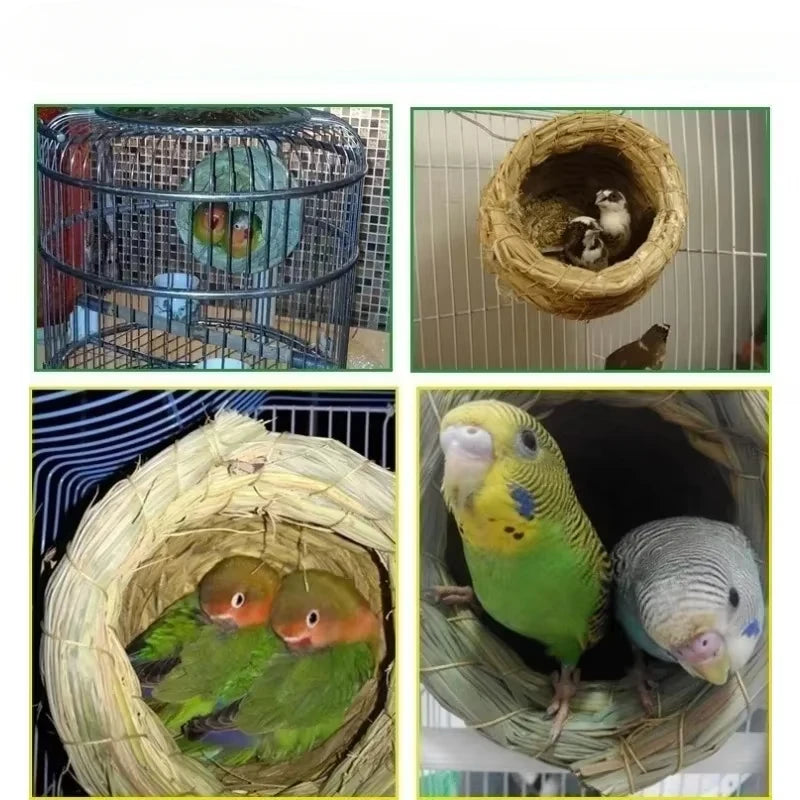 1PC Hand Woven Hummingbird Nest House Hanging Hummingbird Bird's Nest in Straw Garden Nest Woven House Straw Bird HousBirdhouse