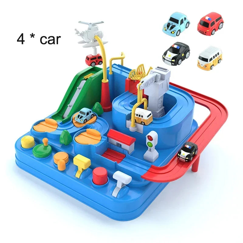 Racing Rail Car Model Educational Toy Set with Interactive Train Tracks for Children Adventure Game