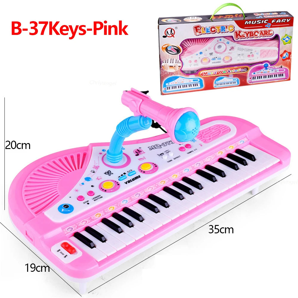 37 Keys Kids Electronic Piano Keyboard with Microphone Educational Musical Instrument for Boys and Girls