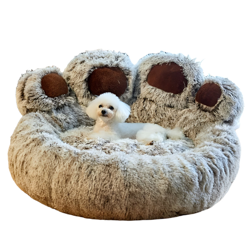 Dog Bed Cat Pet Sofa Cute Bear Paw Shape Cozy Fluffy Cushion