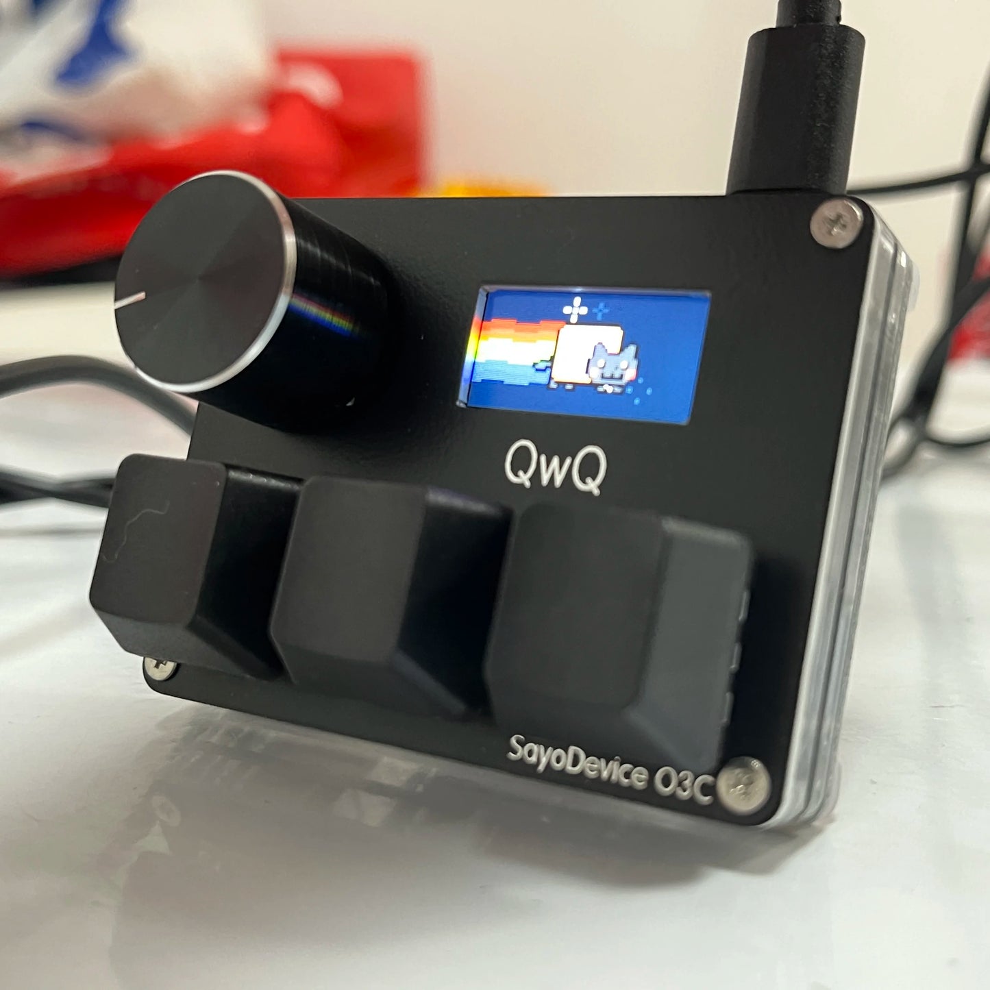 O3C SayoDevice OSU Rapid Trigger Magnetic Pink Switches Keyboard with Customizable Knob and Shortcut Features