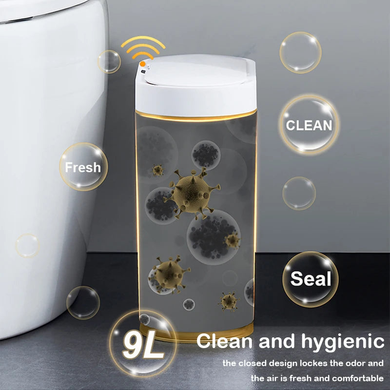 Automatic Sensor Trash Can 7L 9L Stylish Roman Striped Design Hands-Free Induction Garbage Bin for Kitchen and Bathroom