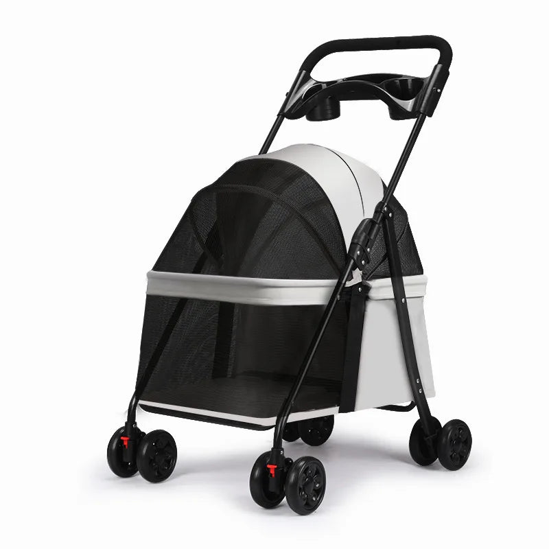 Foldable Pet Stroller Cat Small Dog Cart Puppy Kitten Teddy Car Outdoor Lightweight Folding Pet Stroller