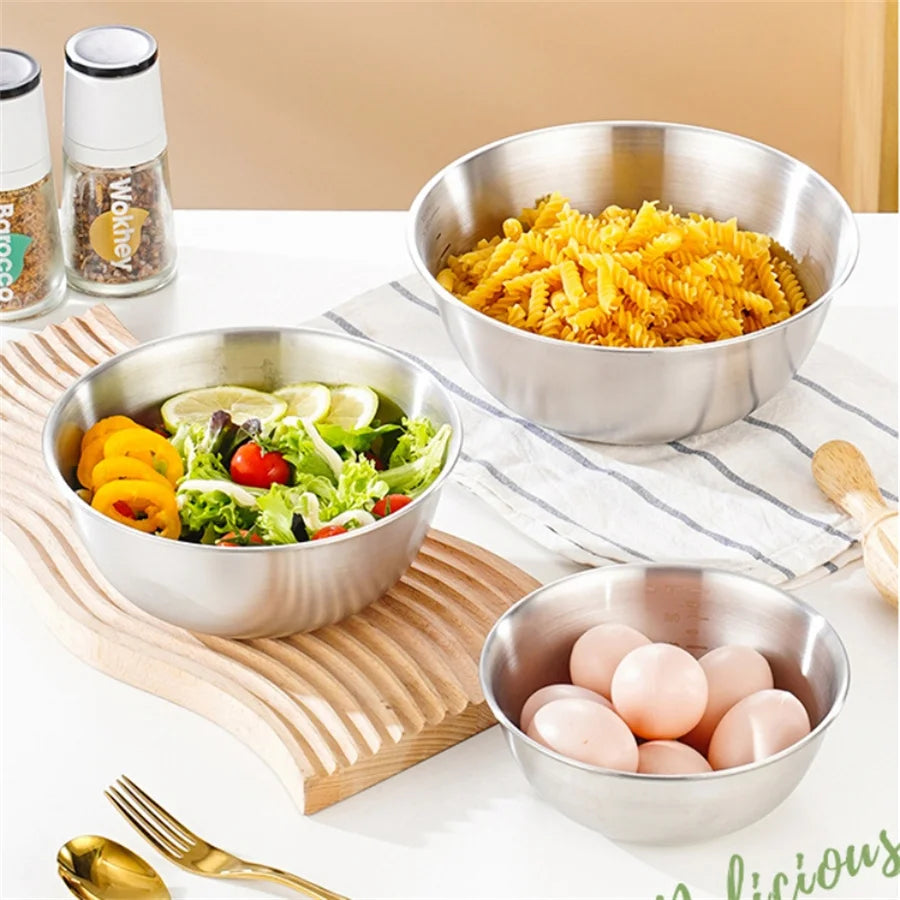 Stainless Steel Gold and Silver Salad and Noodle Bowl Elegant Kitchen Tableware Food Container