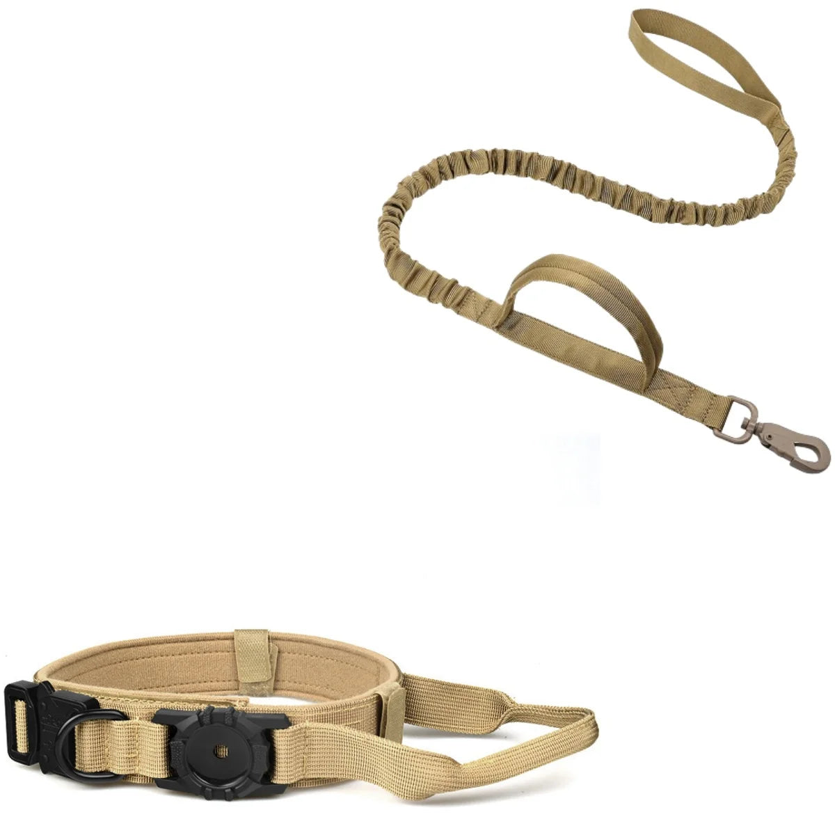 Tactical AirTag Dog Collar with Handle and Metal Buckle for Medium Large Dogs