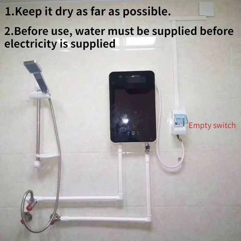 Calentador de agua caliente 6500w Calentador de agua instantáneo sin tanque Termostato Calentador de inducción Calentadores eléctricos táctiles inteligentes Ducha automática