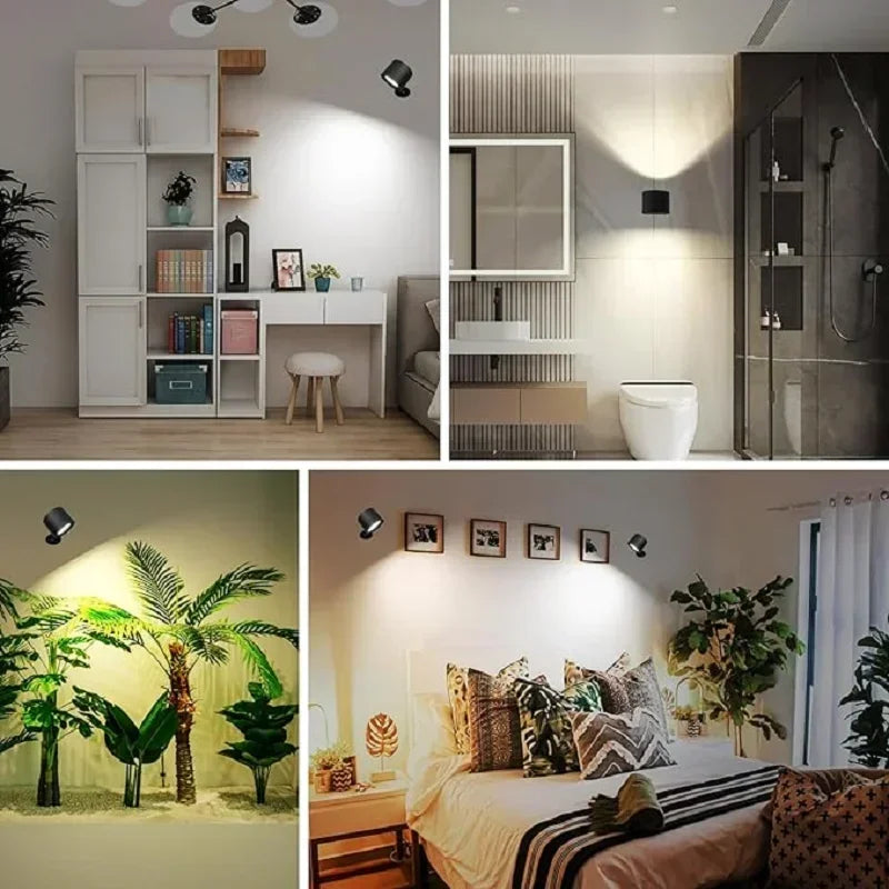 Rechargeable Magnetic LED Wall Lamp with 360 Degree Rotation and Wireless Remote Control