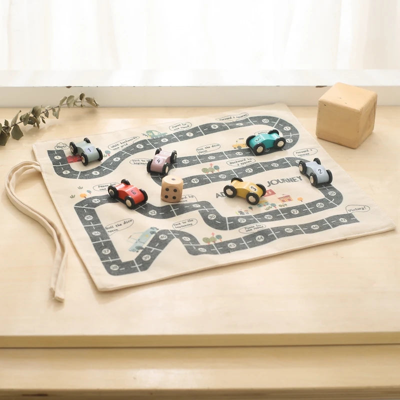 Children's Montessori Traffic Toy Wooden Car Game with Baby City Road Map 35x31 CM Educational Gift for Kids