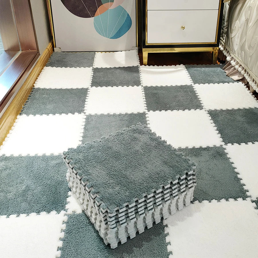 Soft Plush Baby Play Mat Puzzle Foam Carpet 30x30x1CM for Kids Room Safe and Comfortable Play Environment