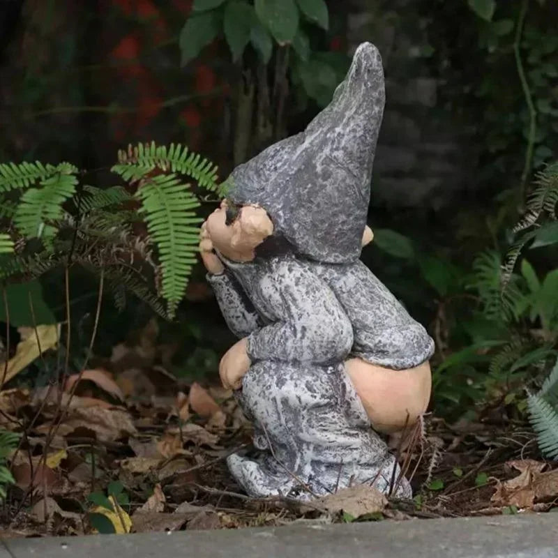 Outdoors Resin Statue Naughty Knome Figurine Garden Ornament