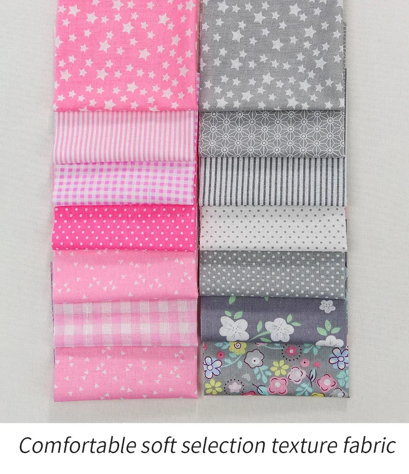 7 Pieces 25x25Cm Cotton Flower Fabric Printed Cloth for DIY