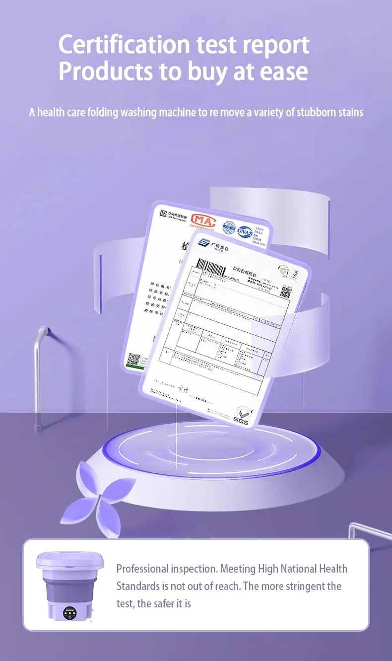 8L Foldable Washing Machine Mini Travel Washer With Drying