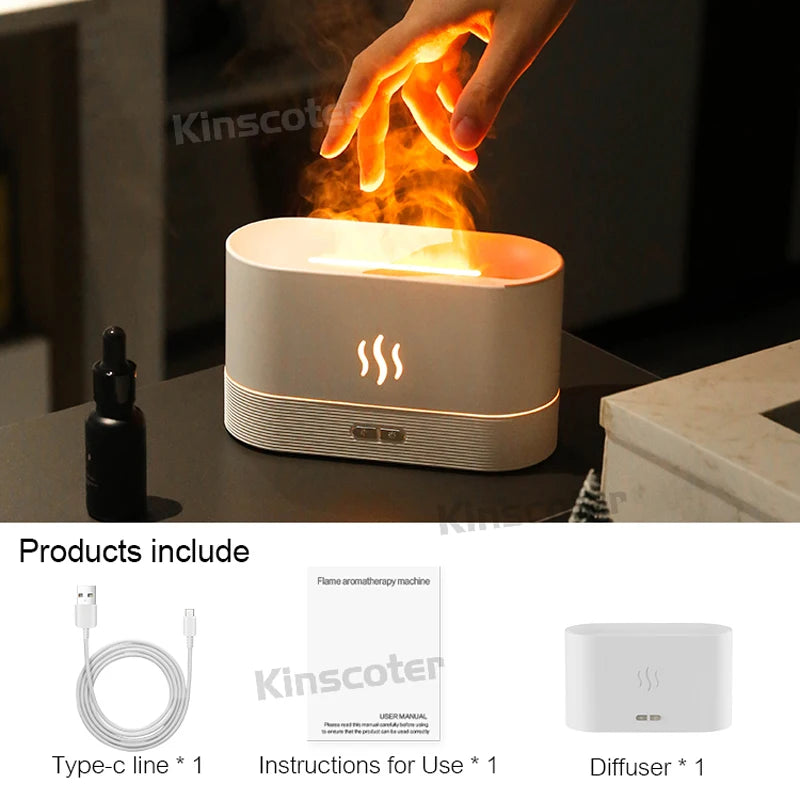 KINSCOTER Aroma Diffuser Air Humidifier Ultrasonic Cool Mist Maker Flame Lamp