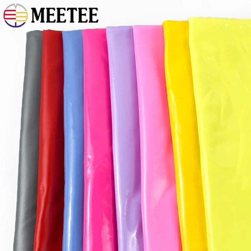 50x145cm Shiny Glossy Soft Leather Fabric Elastic Faux PU for DIY Sewing Dresses and Accessories