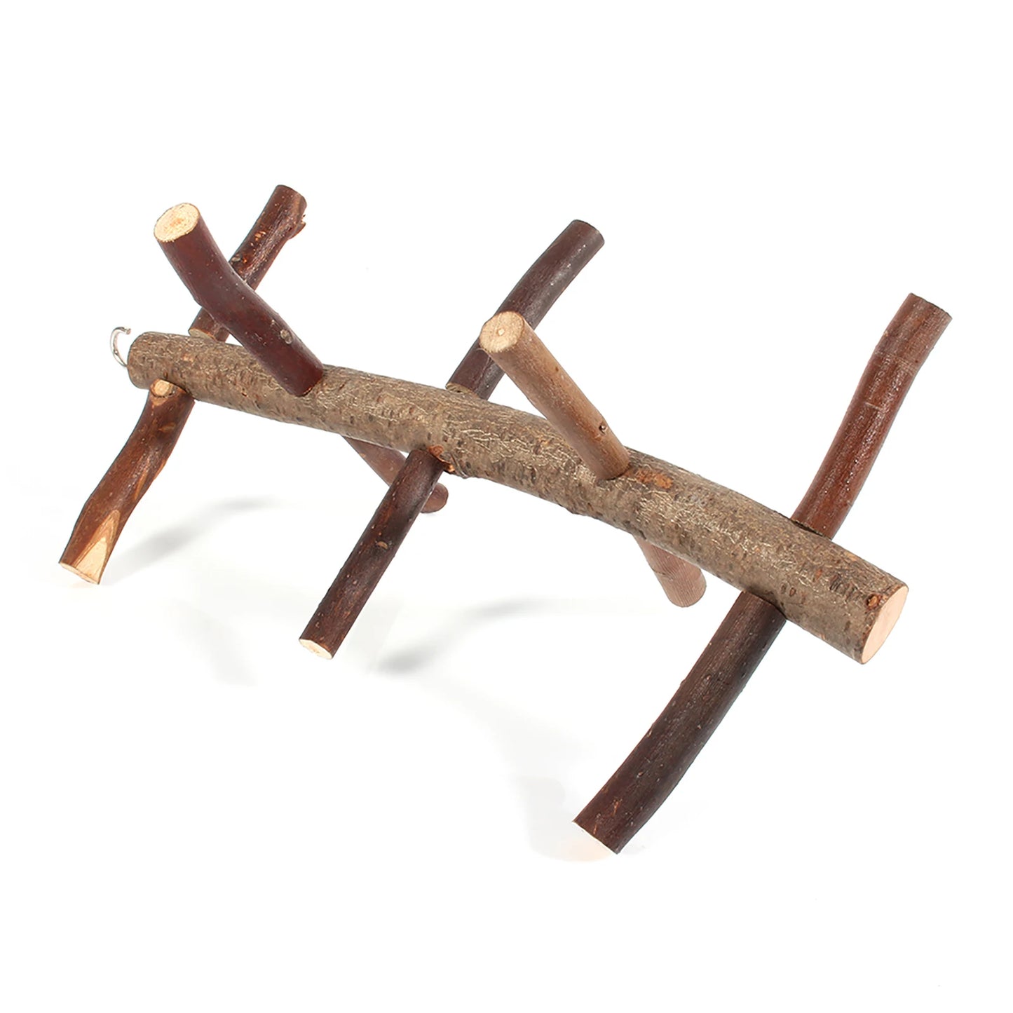 Parrot Birds Perches Cage Stand Toy Hanging Wooden Activity Branches Climbing Stairs