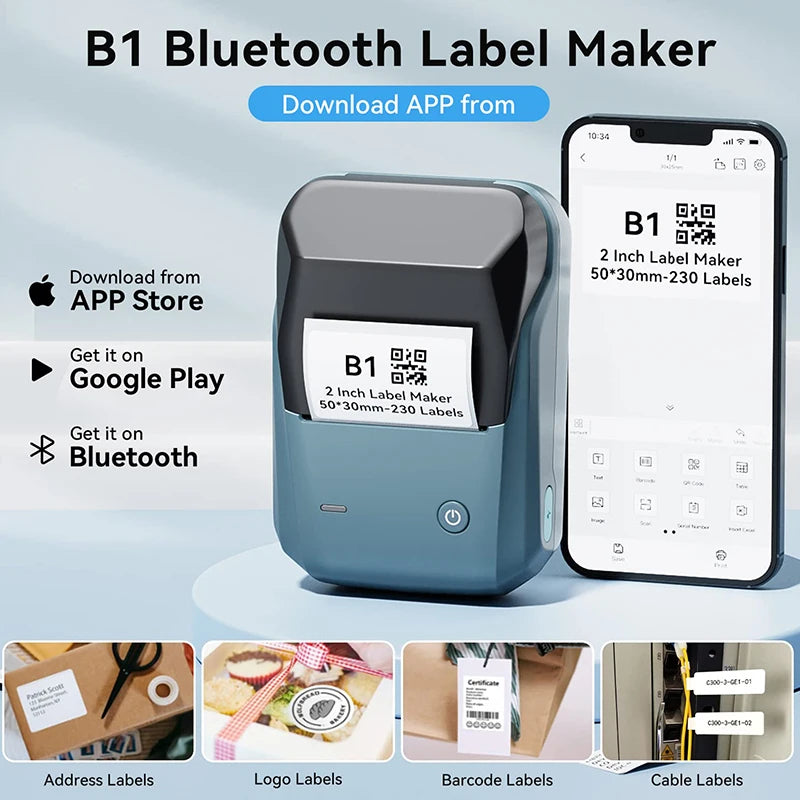Mini Label Thermal Printer Niimbot Portable Bluetooth Sticker Printer