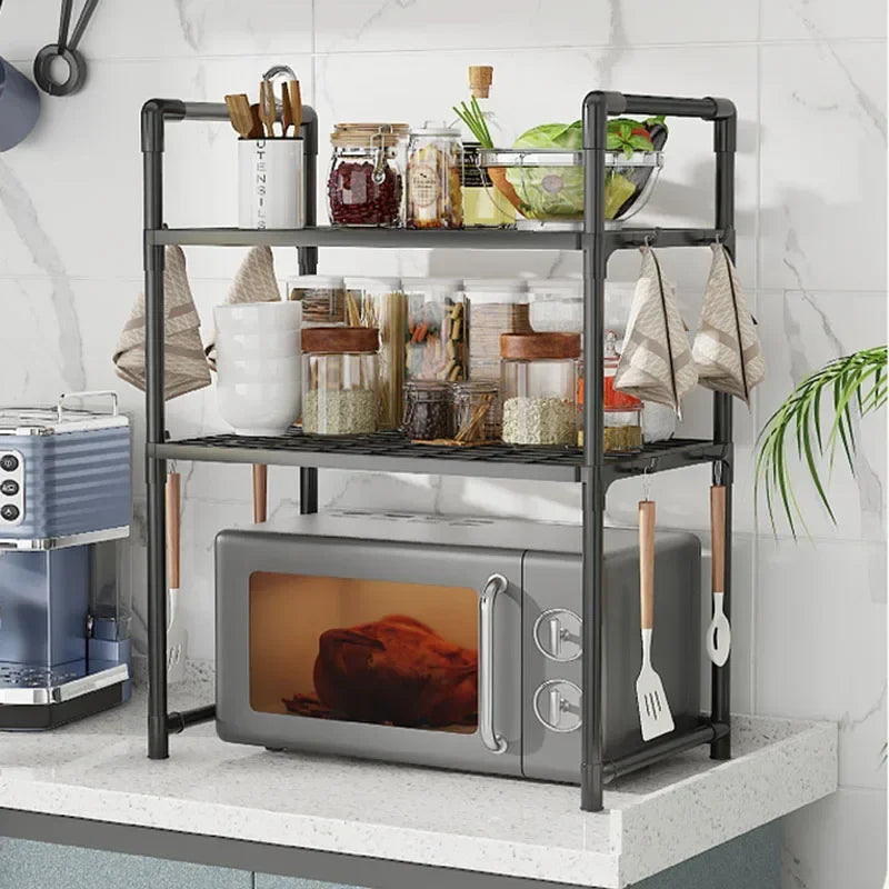 Multi Layer Kitchen Storage Rack Condiment Organizer Microwave Shelf Countertop Tidying Solution Kitchen Accessories