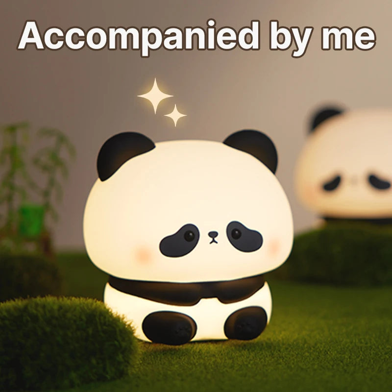 Panda LED Night Light Cute Silicone Touch Lamp USB Rechargeable Bedroom Decor Perfect Children's Gift