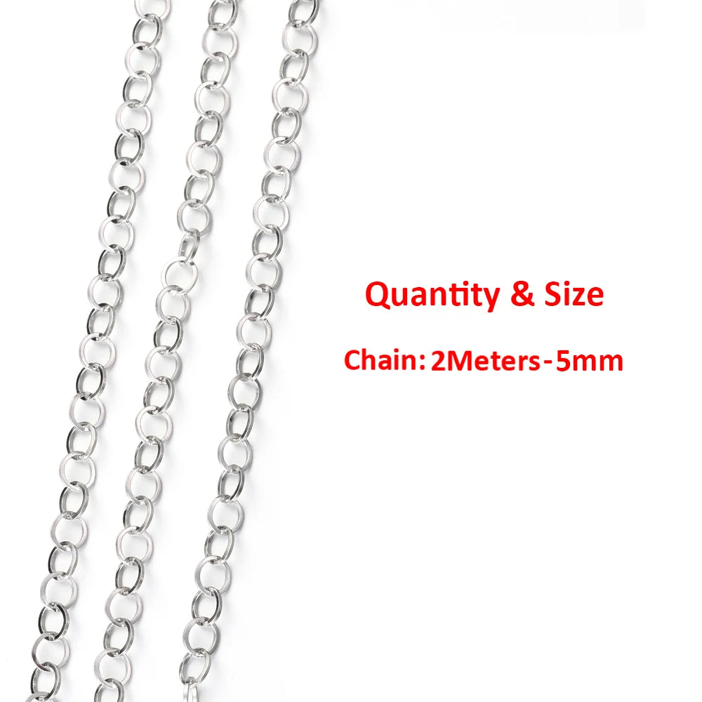 2 Meters/1 Meter High Quality Gold Color Stainless Steel Chain for DIY Jewelry Making