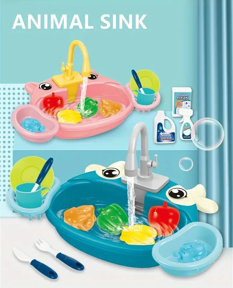 Play House Kitchen Simulation Set with Electric Faucet for Parent-Child Interaction