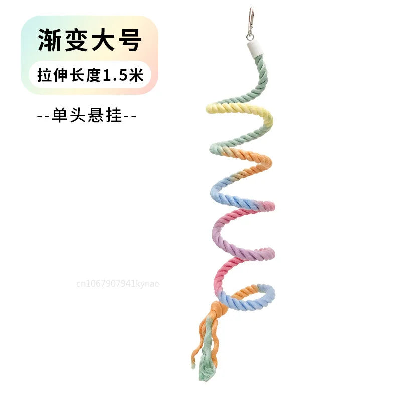 Colorful Parrot Cotton Rope Hanging Braided Budgie Bird Cage Cockatiel Toy Pet Stand Accessories Ladder Swing Supplies