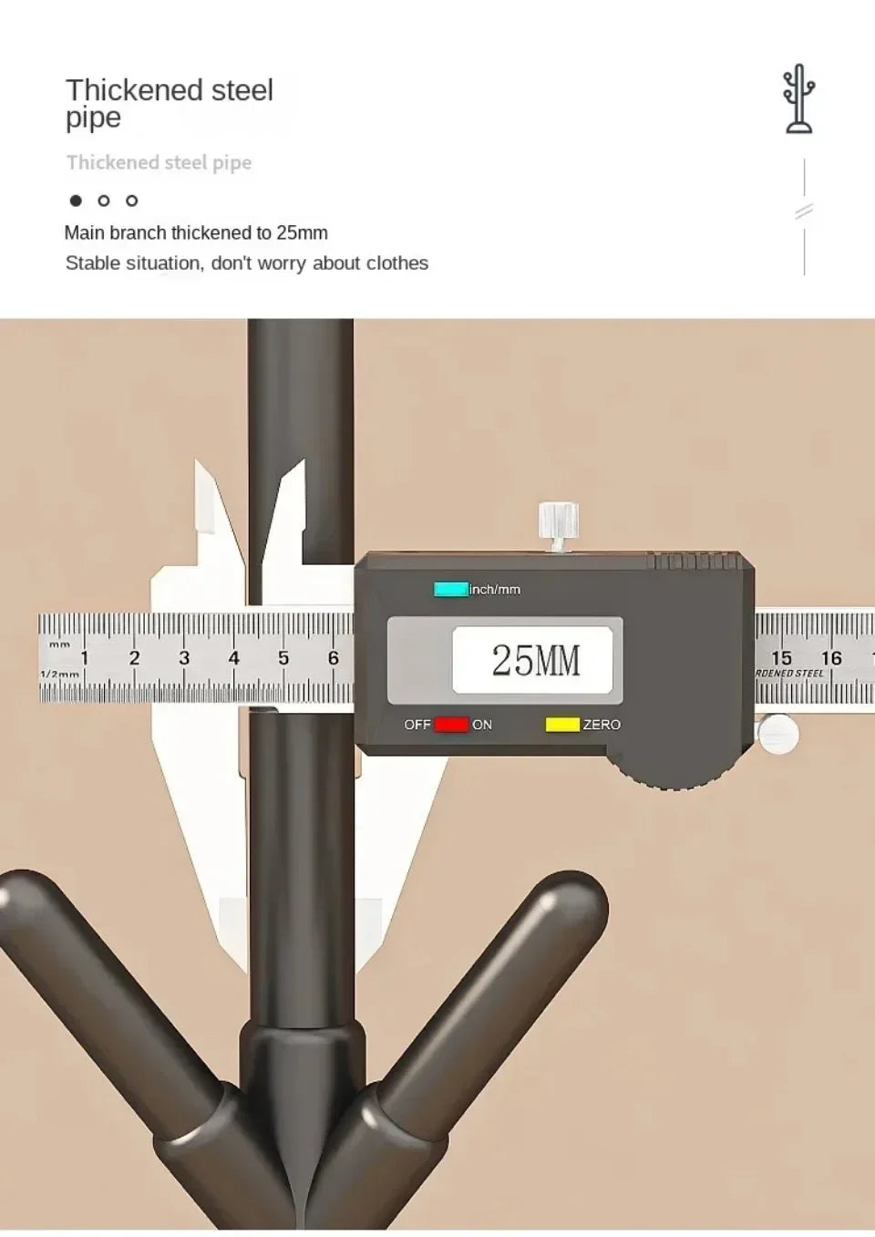 Multi Hook Clothes Rack Stand Tree Branch Shape Mobile Coat Rack for Home and Dorm Clothing Storage