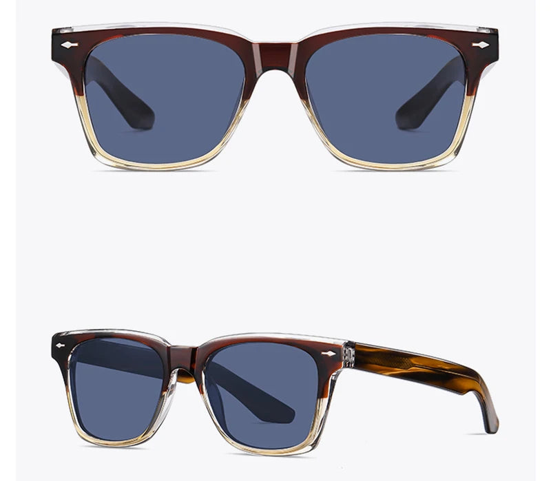 Kachawoo Polarized Sunglasses for Men and Women TR90 Frame Acetate Square Eyewear European Style Blue Orange Grey