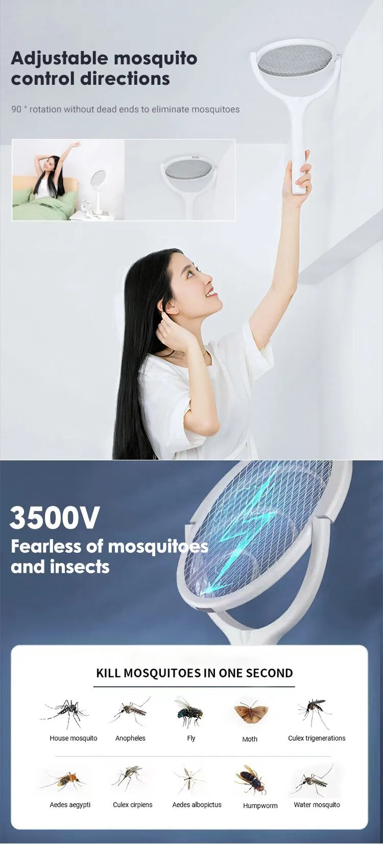 5 In 1 Fast Charging Electric Mosquito Swatter Lamp