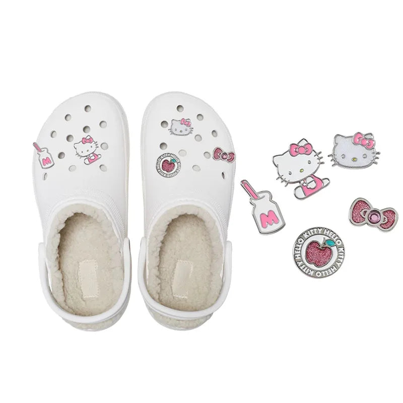 5pcs/set Metal Buckle Sanrio Hello Kitty Shoe Charms for Clogs and Sandals Accessories for Women