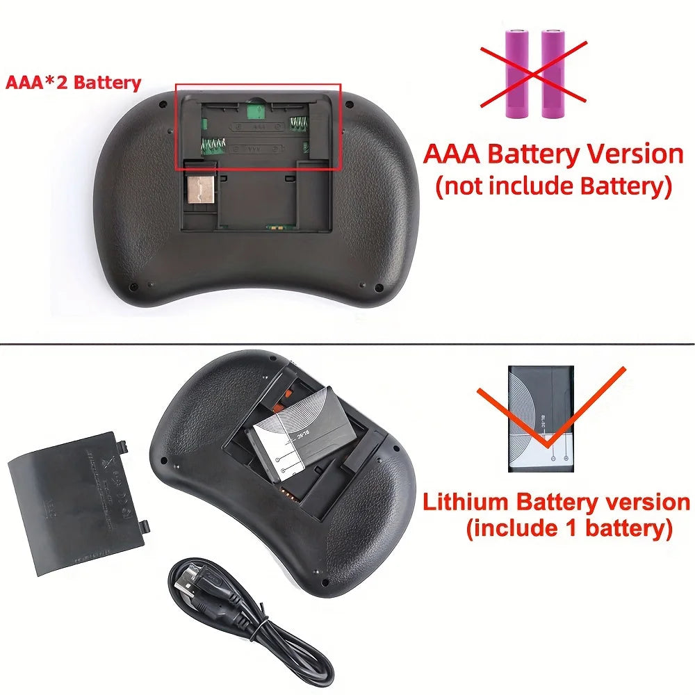 Miniteclado inalámbrico retroiluminado Air Mouse con panel táctil i8, 2,4 G, árabe, francés, español y ruso, para PC, Android TV Box