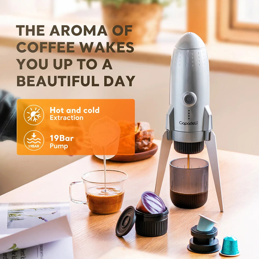 3-in-1 Portable Espresso Machine β Compatible with Nespresso Pods & Ground Coffee, Rechargeable for Travel/Car Use