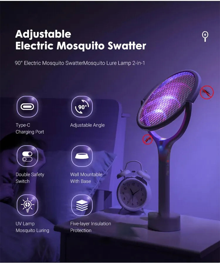 5 In 1 Fast Charging Electric Mosquito Swatter Lamp