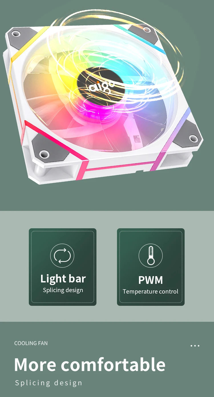 Aigo AM12PRO RGB Fan 120mm PC Cooling Kit 4pin PWM