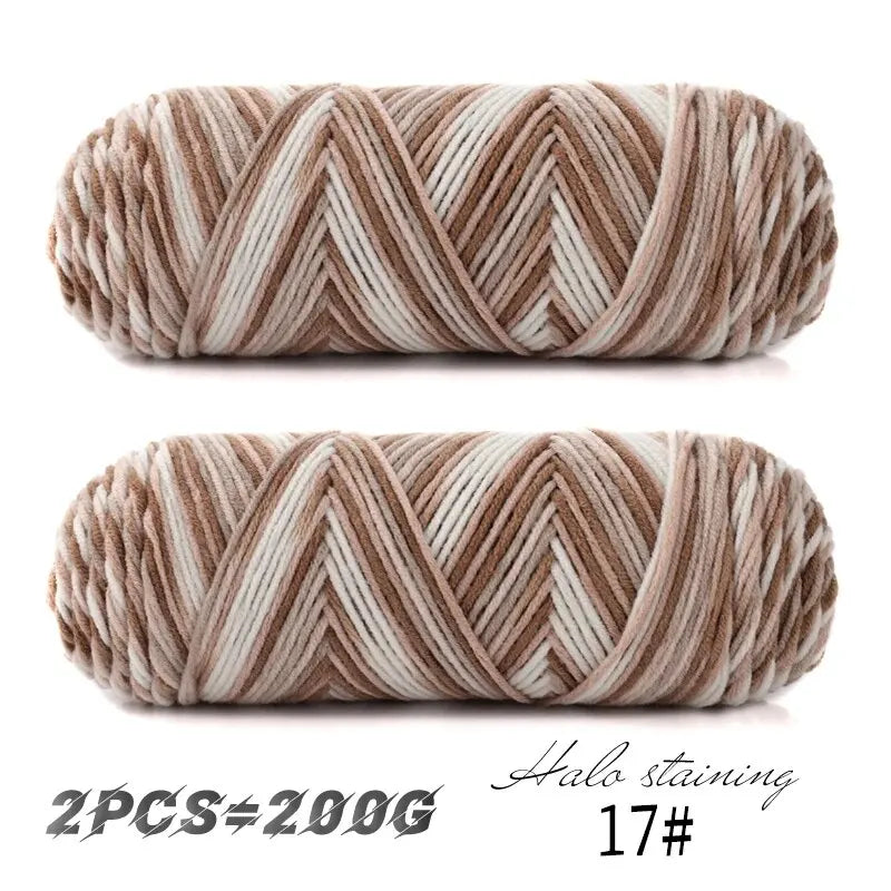 2 PCs Colorful 5-Strand Dyed Milk Cotton Baby Yarn DIY Scarf